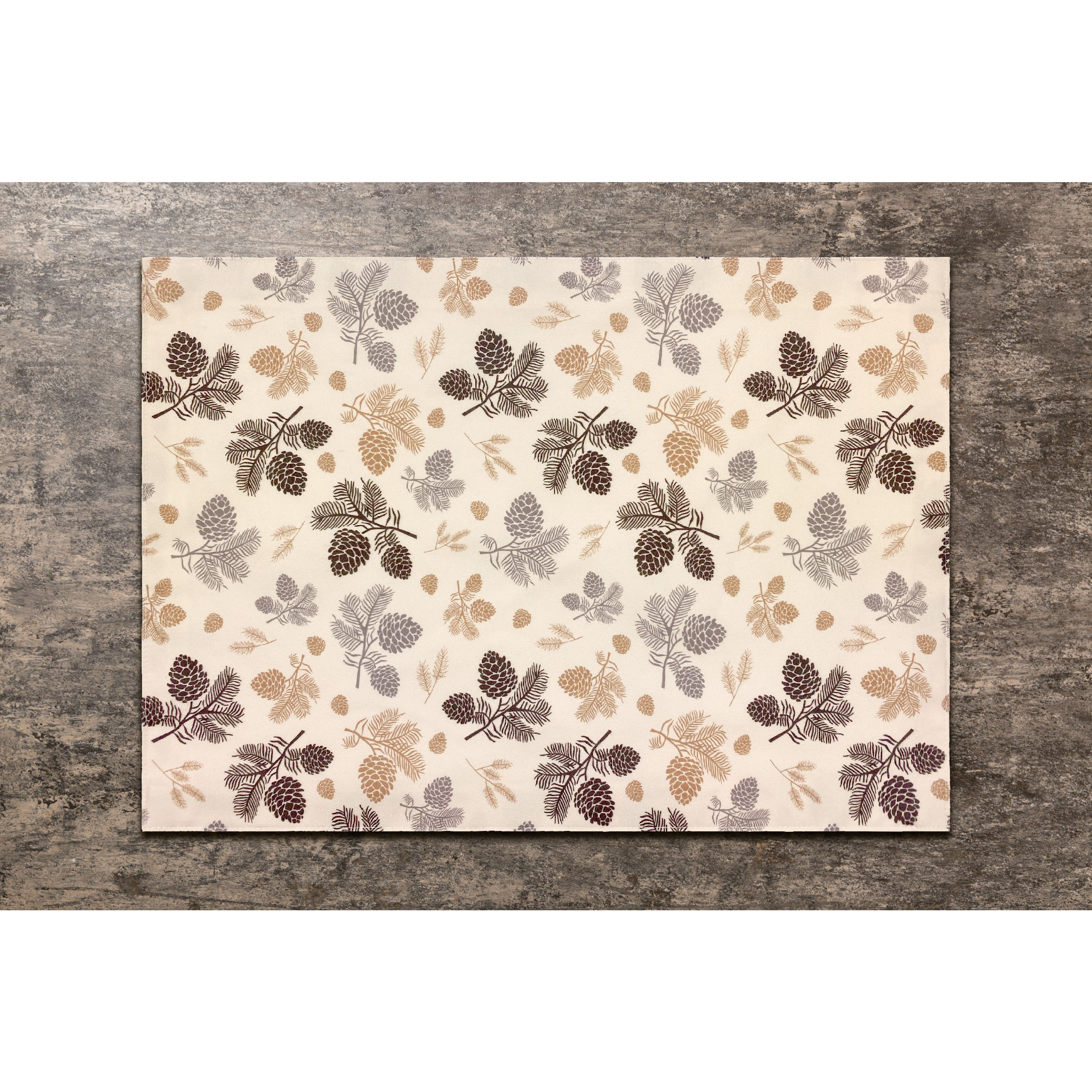 Set of 4 Autumn pine cone placemat, fir branches and pinecones, Washable Cotton Placemat for fall dining table