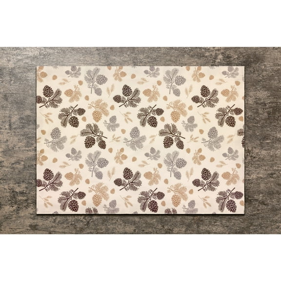 Set of 4 Autumn pine cone placemat, fir branches and pinecones, Washable Cotton Placemat for fall dining table