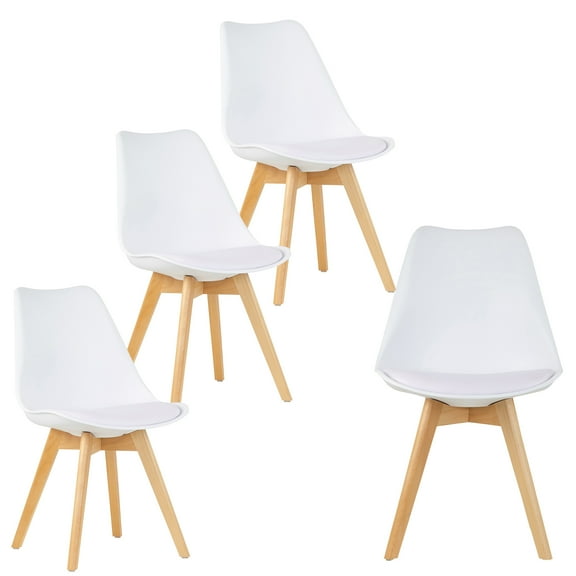 Set of 4 Balint White Cushioned Plastic Dining Chairs