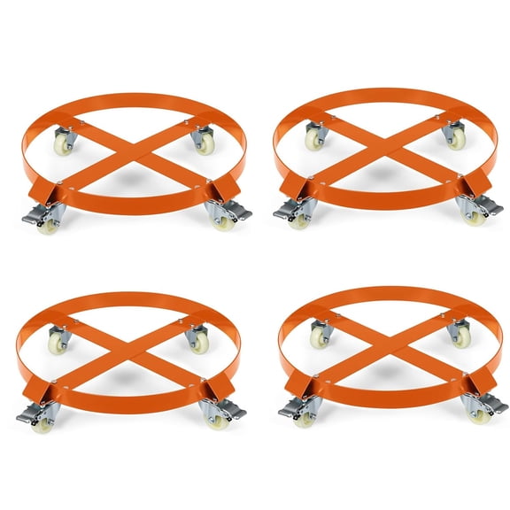 Set of 4 Barrel Cart for 55 Gallon, 1000lbs Capacity Drum Dolly with 4 Wheels, for Smooth Drum Handling in Storage Facilities