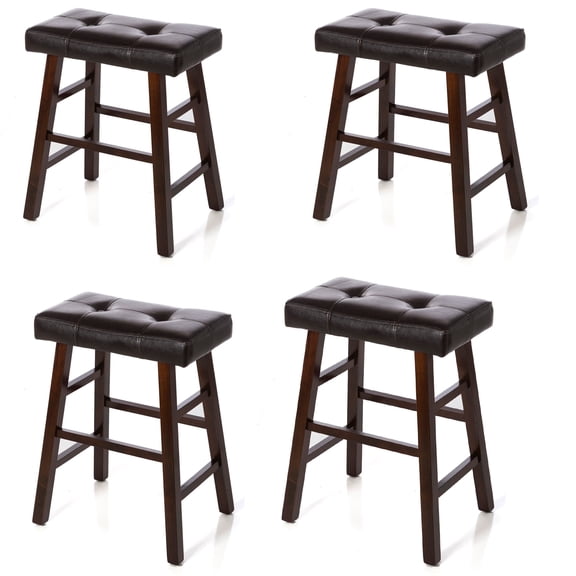 Legacy Decor Teen Backless Tufted Bar Stools - Set of 4, Brown
