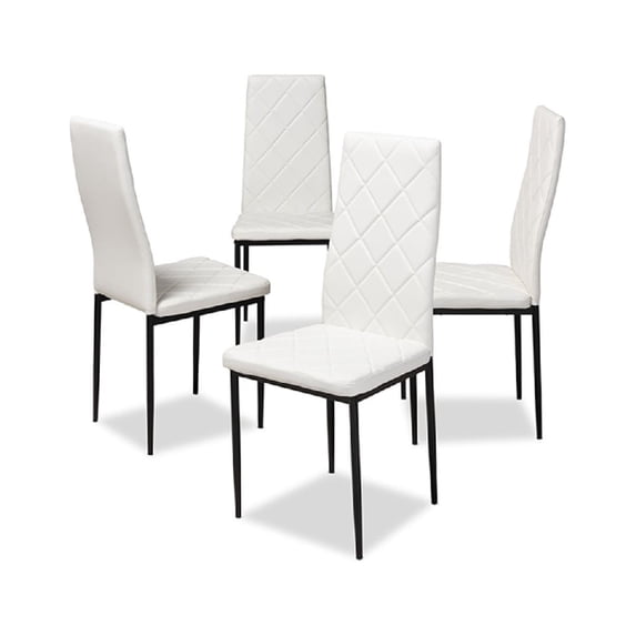 Set of 4 Baxton Studio Blaise Modern and Contemporary White Faux Leather Upholstered Dining Chairs