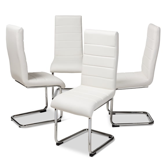 Set of 4 Baxton Studio Marlys Modern and Contemporary Faux Leather Upholstered Dining Chairs, Multiple Colors