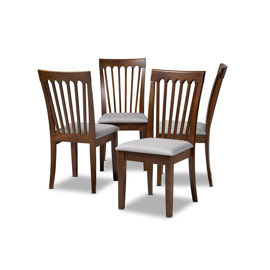 Gray Low Slat Back Wood and Cane Parsons Side Chair