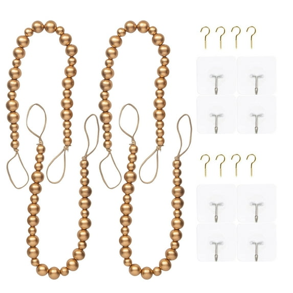 Set of 4 Bead Curtain Tiebacks,Curtain Holdbacks for Home Decoration Multiple Color Not Need Drilling