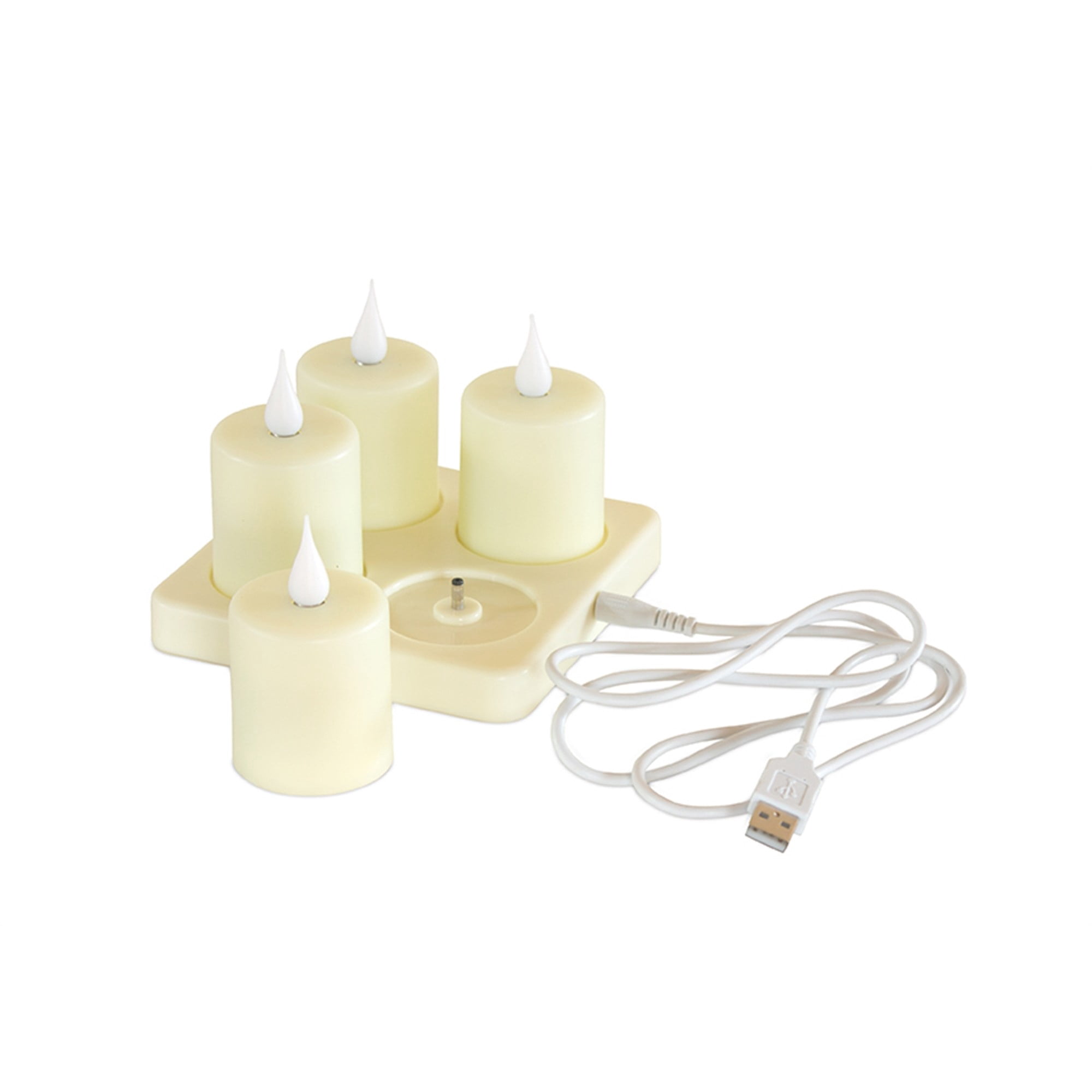 Simplux Remote Control Set of 4 Beige and White Simplux LED Rechargeable Candle with Remote ...