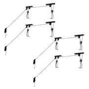 Set of 4 Bike Hangers for Garage – Hoist Pulley System with 100lb Capacity – Overhead Ceiling Storage for Bicycles or Ladders by RAD Cycle