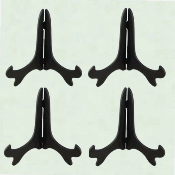 Set of 4 Black 8-Inch Faux Wood Plastic Easel Board Display Stand Photo Frame Stand