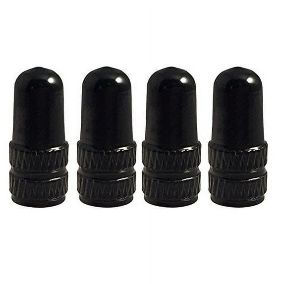 Set of 4 Black Anodized Alloy Presta Valve Stem Caps By Forest Byke Company