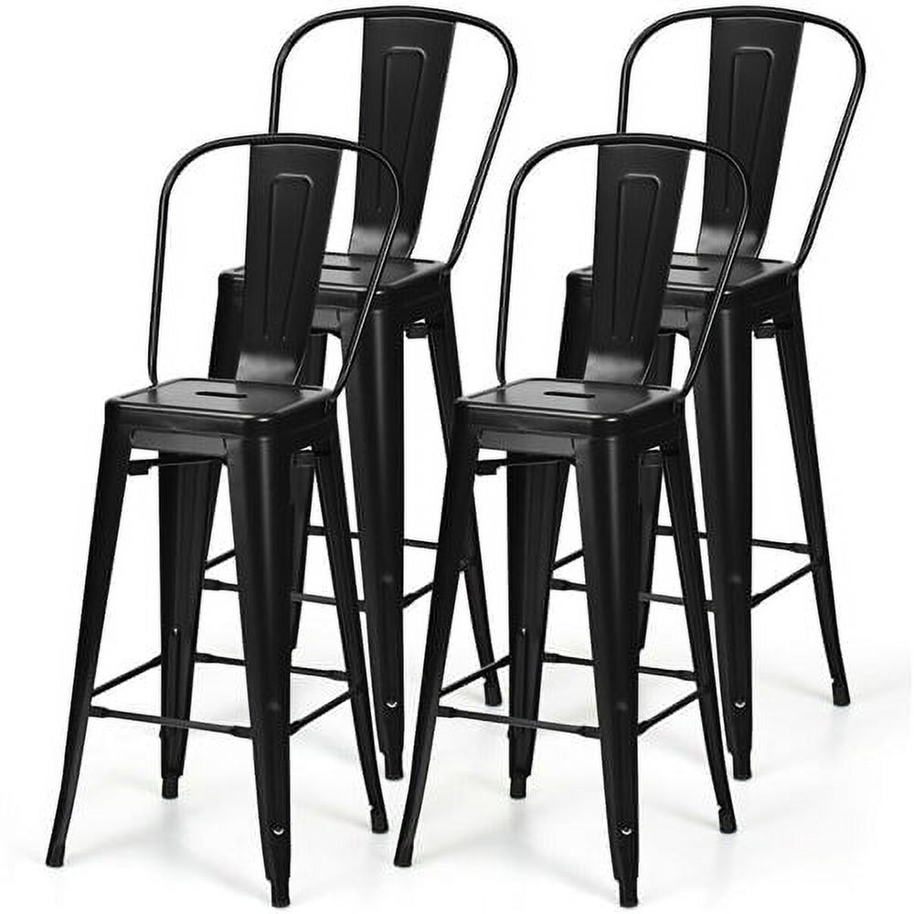 Set of 4 Black Metal Industrial Bar Stools - Walmart.com