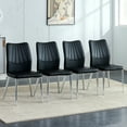 thumbnail image 1 of Set of 4 Black PU Dining Chairs, Medieval Style with Silver Metal Legs for Restaurant & Living Room, 1 of 10
