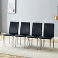 thumbnail image 1 of Set of 4 Black PU Dining Chairs with Silver Metal Legs, Modern Design for Dining Room, 1 of 10