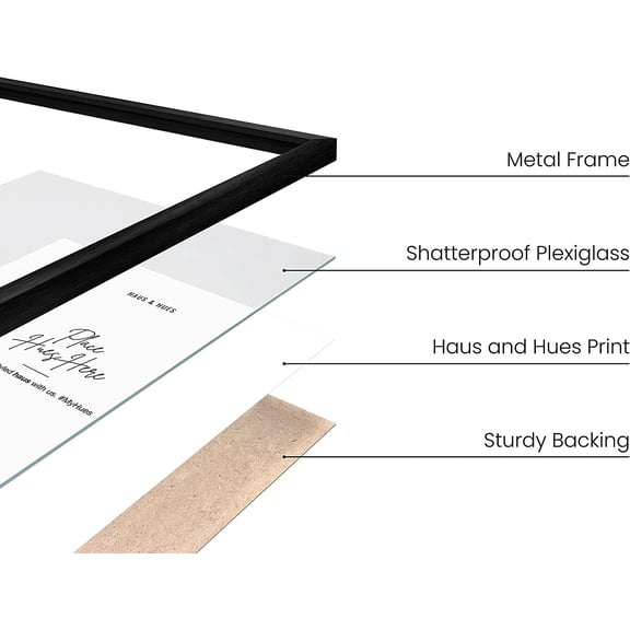 Set of 4 Black Picture Frames 11x14 - Aluminum Gallery Wall Frames