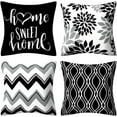 thumbnail image 1 of Set of 4 Black Pillow Covers 18x18‘ (Black and Grey, 18" x 18"), 1 of 4
