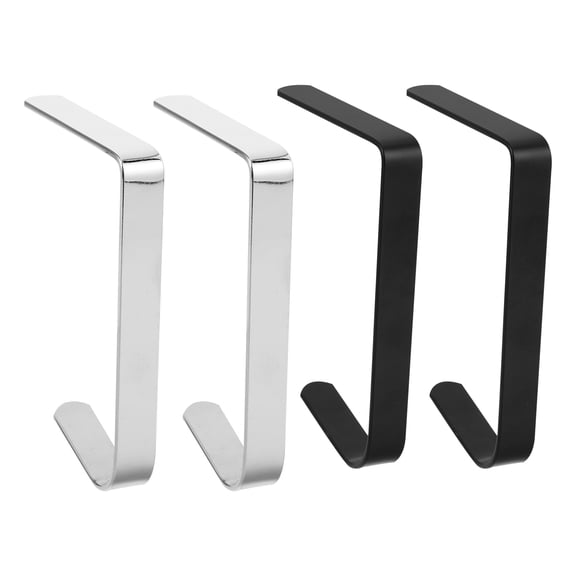 Set of 4 Black Stainless Steel Under Desk Purse Hooks, Space-Saving Bag Holders for Organizing and Decluttering Workspace