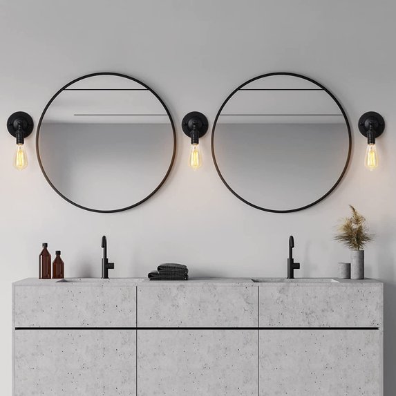 Set of 4 Black Wall Fixture Lights Lamp Wall Mounted Sconces Rustic Vanity Light