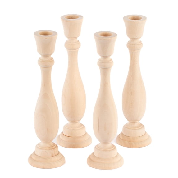 Set of 4 Blank Wooden Candle Sticks - For DIY Everyday Decor