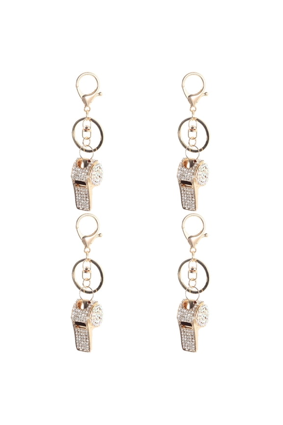 Lovely Rhinestone Whistle Keychain Multi Alloy Durable Hanging Pendant 4Pcs