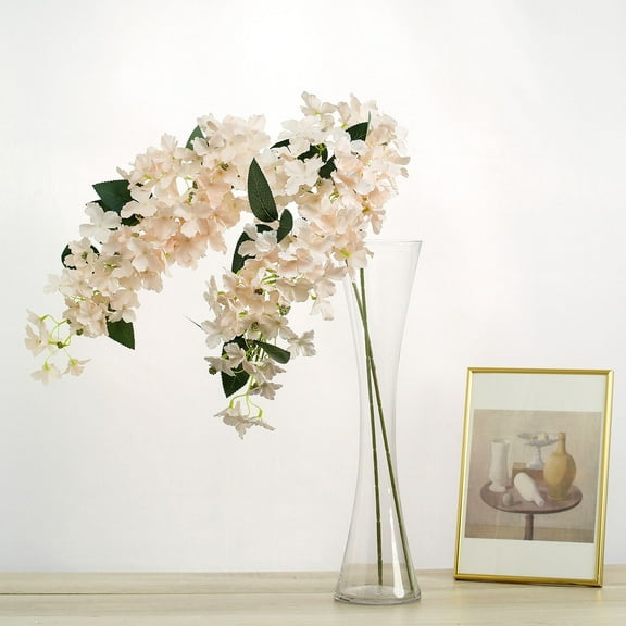 Set of 4 | Blush | 41" Tall Silk Hydrangea Stems | Artificial Flowers
