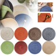 thumbnail image 1 of Set of 4 Braided Cotton Round Placemats 15 Inch Decorative Mats for Kitchen Dining Table, Holiday & Party Use, 1 of 9