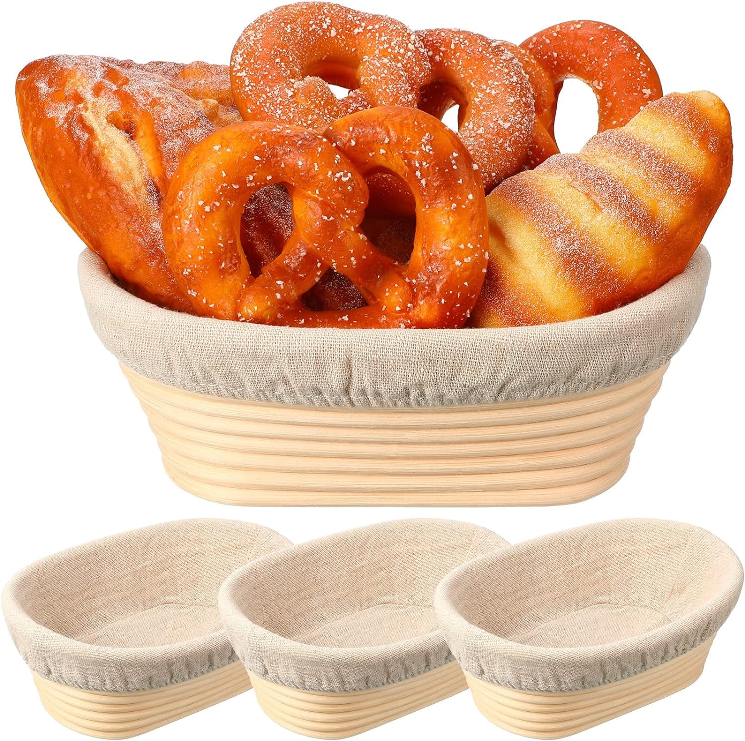 Set of 4 Bread Proofing Basket 8 Inches Oval Shaped Sourdough Bread