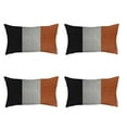 thumbnail image 1 of Set of 4 Brown Faux Leather Lumbar Pillow Covers, 1 of 3