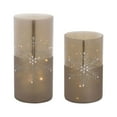 thumbnail image 1 of Set of 4 Brown and Gray Table top LED Snowflake Votive Holder - 10", 1 of 1