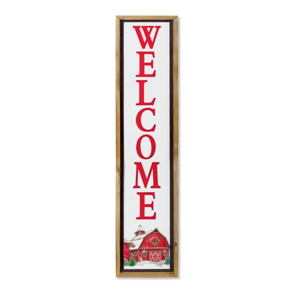 Set of 4 Brown and Red Contemporary 'WELCOME' Frame Sign 41"