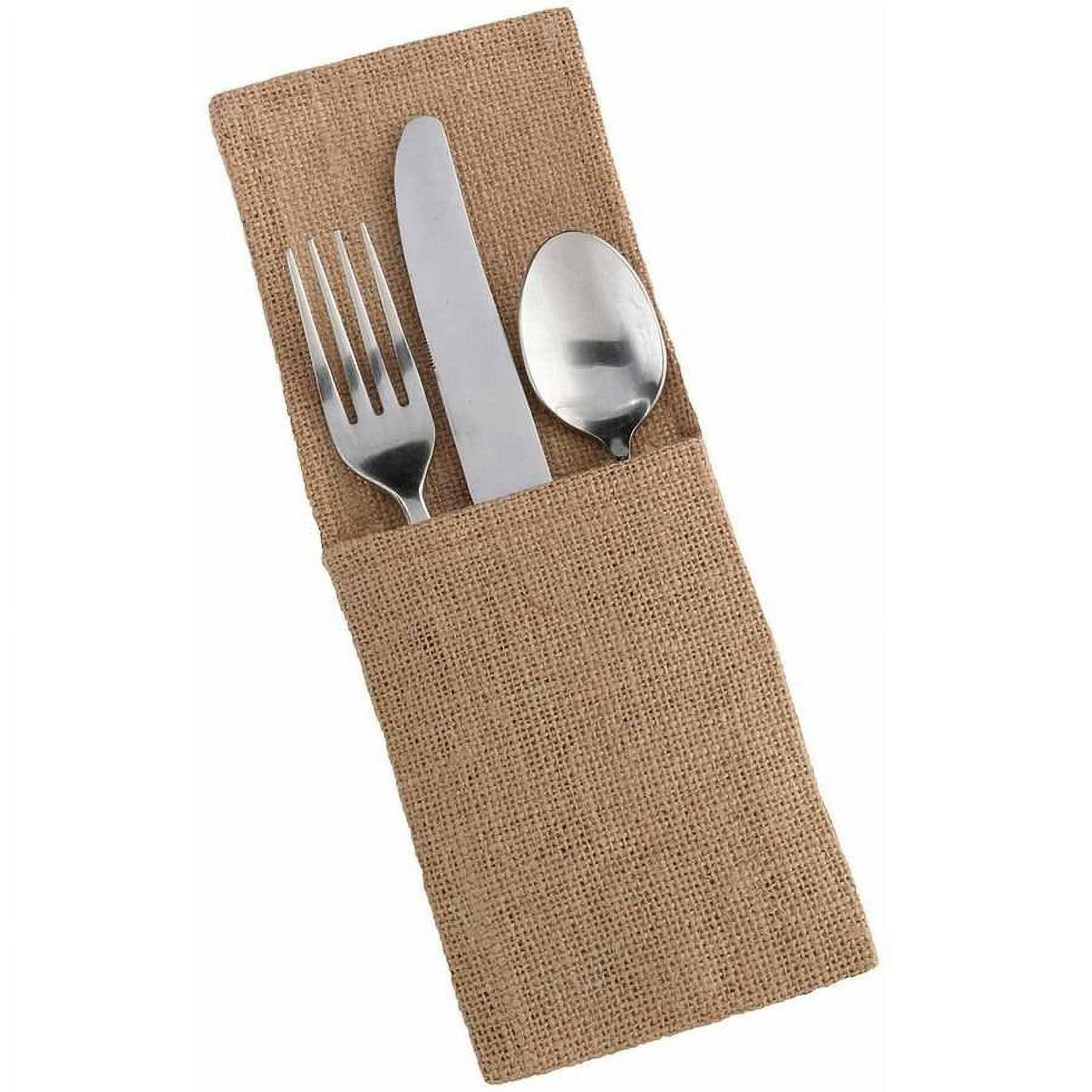 Set of 4 Burlap Silverware Holders