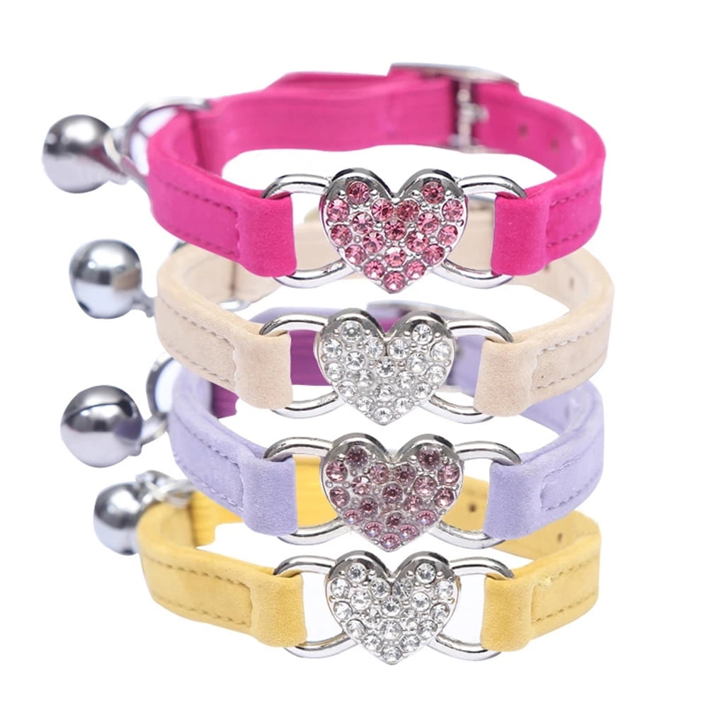 Set of 4 Cat Heart small Dog Collar Bell Collar