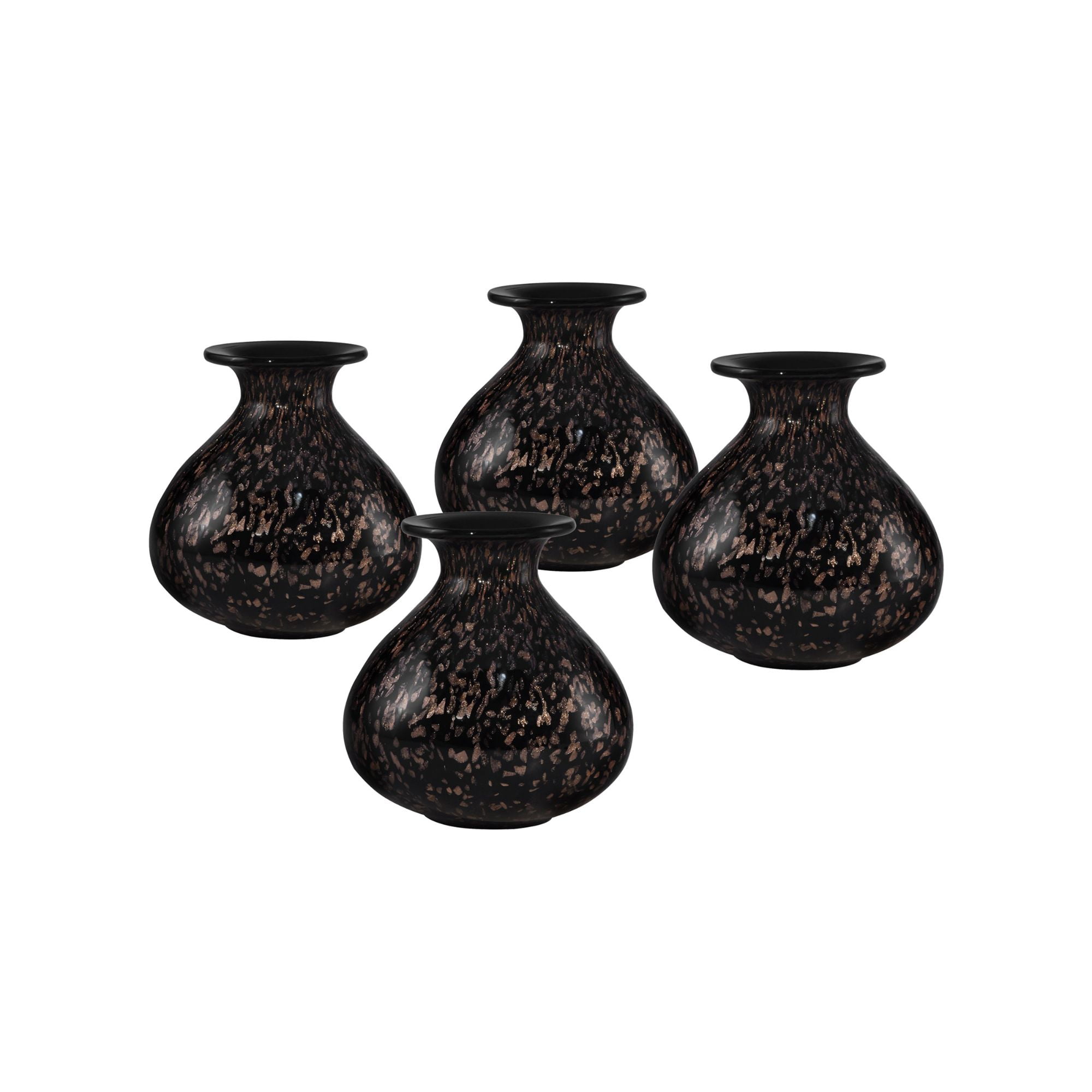 Leopold 5.5" Black and Golden Amber Hand Blown Glass Vase Set