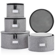 Set of 4 China Storage Cases for Dinnerware - Hard Shell and Stackable - Sizes 12 - 10 - 8.5 and 7 W - 48 Plate Separators Included