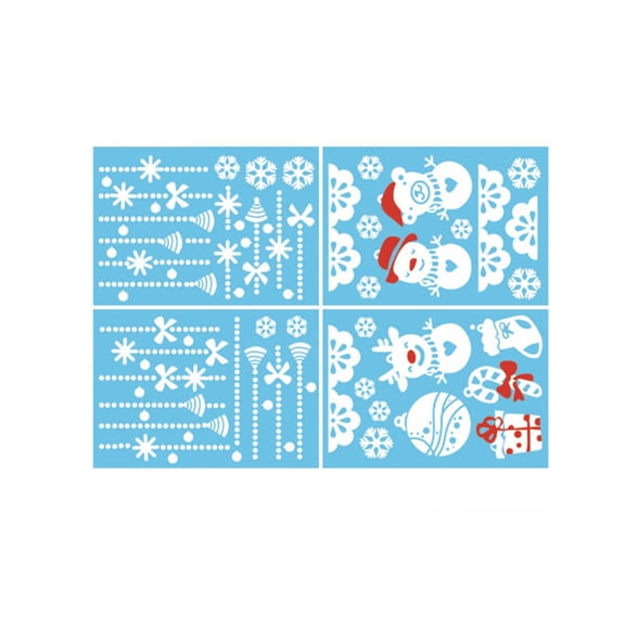Set of 4 Christmas Decals for Windows Featuring Unique Snowman and Elk Designs