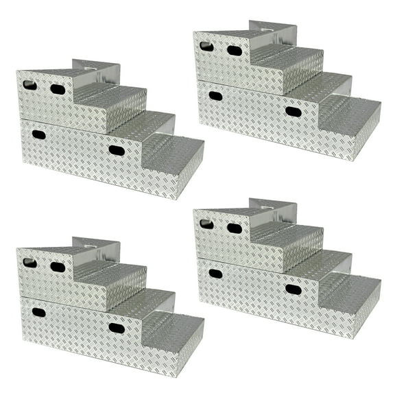 Set of 4 Chrome Plated Deluxe Breakable Ring Stairs for WWE & AEW Wrestling Action Figure Rings