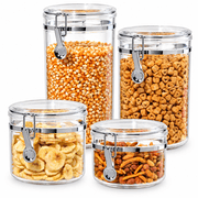 Set of 4 Clear Clamp Canisters 28, 38, 59, 72 oz