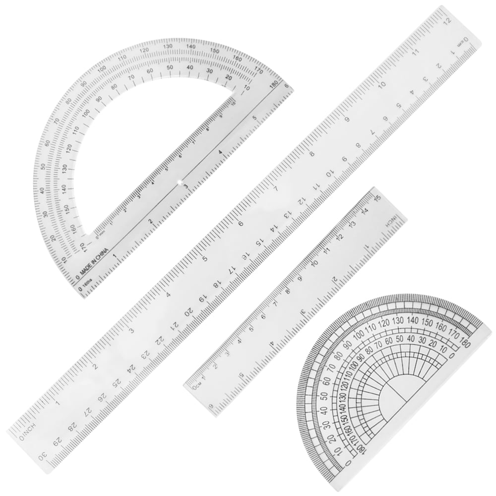 8 inches Plastic Ruler Straight Ruler Plastic Measuring Tool Strong Hard  Mathematical Geometry Tool Set (Clear,Pack of 2)