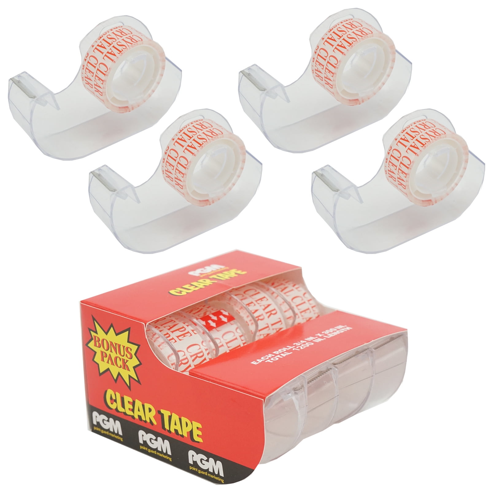 Set Of 4 Clear Tape 3 4 X 300 Transparent Tape In Handheld Dispenser set-of-4-clear-tape-3-4-x-300-transparent-tape-in-handheld-dispenser