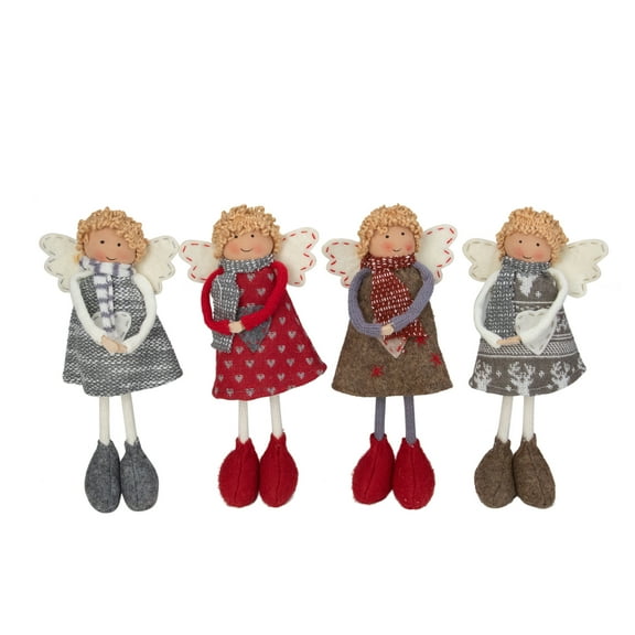 Set of 4 Colorful Holiday Angel Sisters Standing Christmas Decorations 9"
