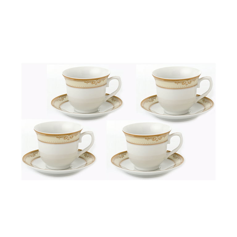 Coffee Cup Set with Saucer 8 Oz - Set of 4