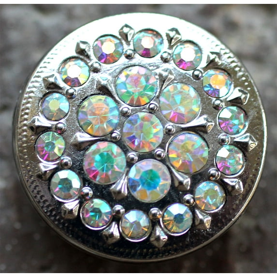 Set of 4 Conchos 1" Dia Rhinestone Horse Saddle Western Bridle Crystal Co162