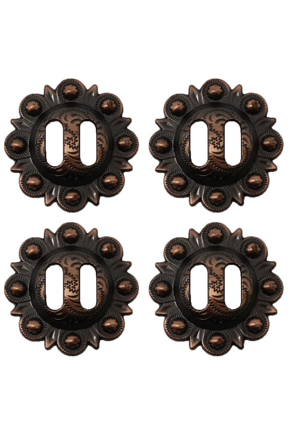 Set of 4 Conchos Western Saddle Tack 1-1/2" Copper Slotted Co527
