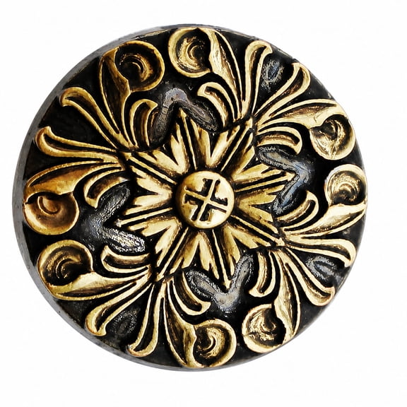 Set of 4 Conchos Western Saddle Tack 1-1/4" Brass Floral Engraved Co562