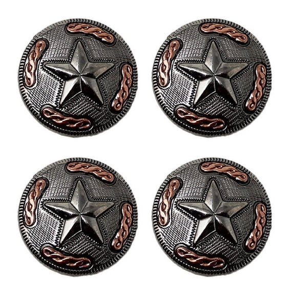 Set of 4 Conchos Western Saddle Tack Copper Lone Star Co548
