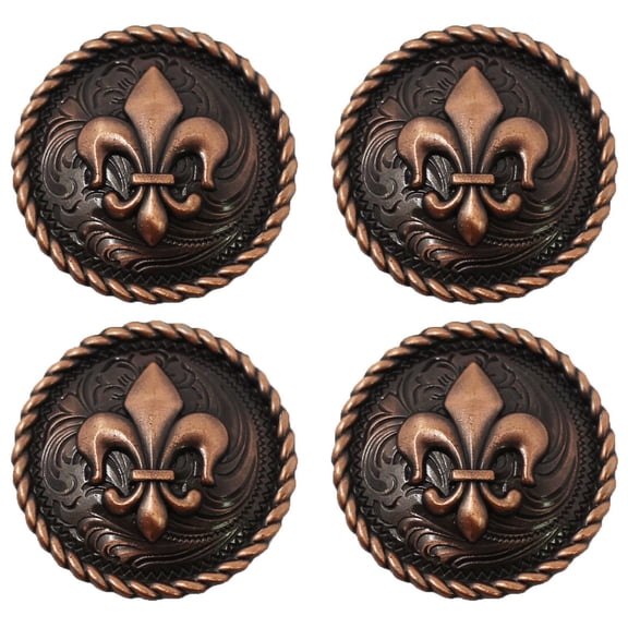 Set of 4 Conchos Western Saddle Tack Fleur De Lis Engraved Co533