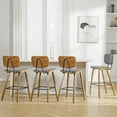 thumbnail image 1 of Set of 4 Counter Height Bar Stools with PU Leather Upholstery, Ergonomic Design and Mid Century Modern Style, 1 of 9