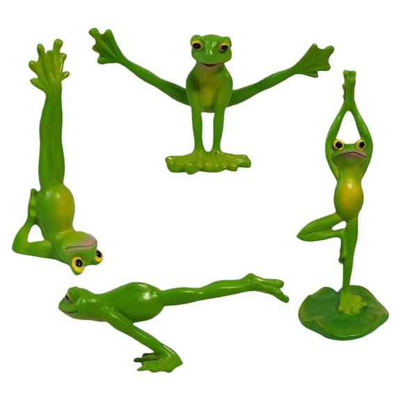 Set of 4 Creative Resin Yogas Frogs Figurine Decors 4 Different Yogas Pose Frogs Sculpture Statue Collectible Figurines
