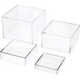 Set of 4 Crystal Clear Acrylic Boxes Cube Display Buffet Nesting Risers