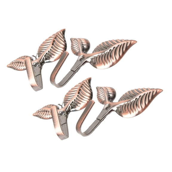 Set of 4 Curtain Tiebacks Vintage Leaf Shape Curtain Holdbacks Hooks for Room