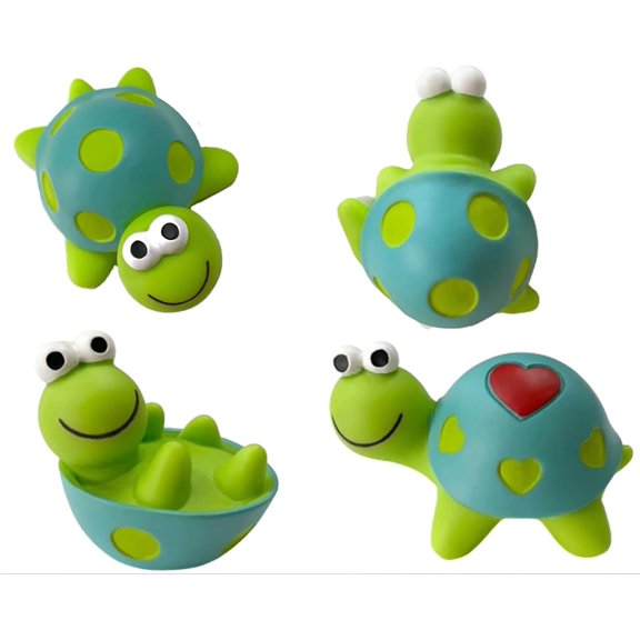 Set of 4 Cute Mini Turtle Figurines, Self Adhesive Ornaments for Car Rear View Mirror Dashboard Desktop Plant Pot Decor
