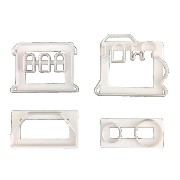Set of 4 Cute Train Shaped Silicone Biscuit Molds Cookie Cutters Biscuit Cutter Fondant Cookie Moulds Silicone Material